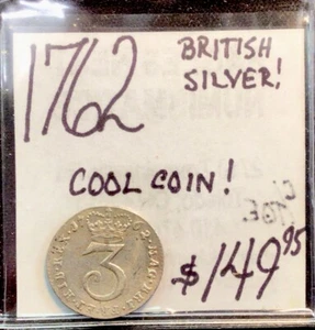 1762 British Silver! 3 Pence Cool Coin! ENN Coins - Picture 1 of 3