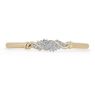 0.88tcw Round Cut & Baguette Diamonds & Gold Bangle Bracelet Two Toned Gold 14K - Image 1 of 4