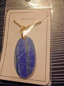 ~ Stunning Lapis Lazuli Pendant Necklace Healing Stone Wicca Pagan  18" - Picture 1 of 1