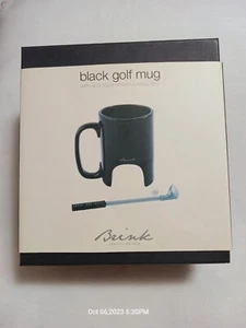 Brink Golf Mug Set Ceramic Coffee Cup Handle Tea Ball Club Black Gift Set - NEW - Picture 1 of 7