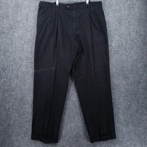 Bobby Jones Pants Mens 42 Black Chino Mid-Rise Straight Cuffed Pleated Casual - Picture 1 of 13