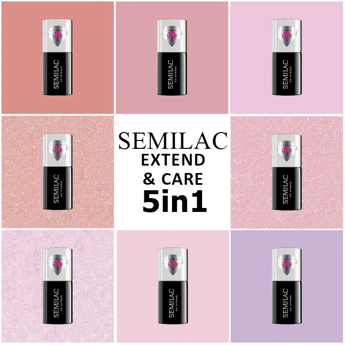 UV/LED Hybrid Semilac Extend & Care 5in1 & 8in1 Smart Builder UV Hybrid 7ml