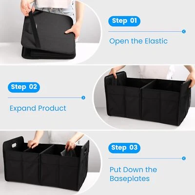 Foldable 2-Compartment Trunk Organizer Anti-Slip & Leak-Proof for SUV Travel - Image 1 of 4