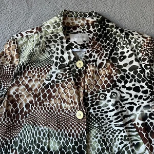 NEW Erin London Jacket Womens Medium Brown Black Animal Print Stretch - Picture 1 of 11