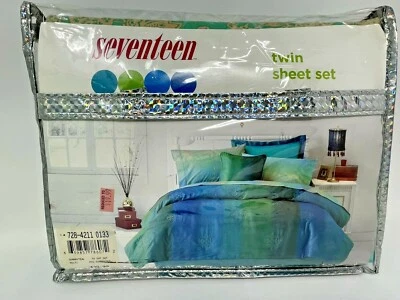 Raro Juego de Sábanas Gemelas Revista Dan River Seventeen De Colección Sin Usar Sun Ray Teal Foto 1 de 4