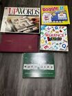 Lot of 5 Word Games Sequence Letters, Word Thief, Boggle JR, Upwords &  Scrabble