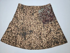 CARVEN A-Line Mini Skirt EU40 Tan Brown Wild Spotted Wool Blend Lined Pocket - Picture 1 of 14