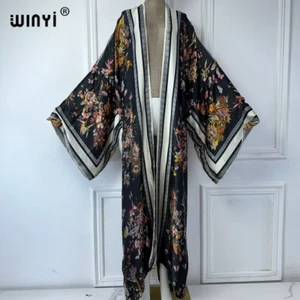 Bohemian Kimono Kaftan Beachwear Cardigan Sexy Evening Dress Abaya Dubai Luxury - Picture 1 of 13