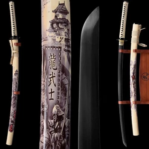 Espada Samurai Dragón Samurai Hoja Negra Forjada a Mano 9260 Resorte Acero Katana - Imagen 1 de 10