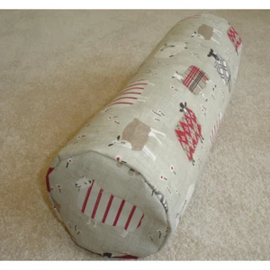Round 18"x8" Bolster Sheep Cylinder Cushion Cover Red Black Beige Zipped Baa - Picture 1 of 4