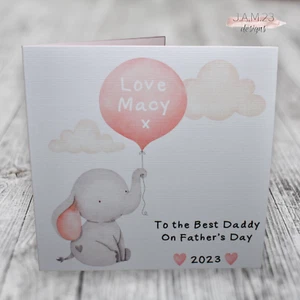 Personalised Father's Day Card Fathers Dad Daddy Grandad Birthday Elephant - Picture 1 of 10