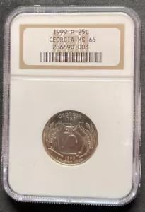 1999-P GEORGIA STATE QUARTER CLAD NGC MS65 ENN Coins - Picture 1 of 2