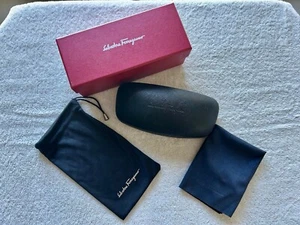 Salvatore Ferragamo Eye Glass Box, Black Glass Case, Chemois Wipe & Dust Bag - Picture 1 of 8