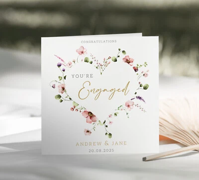 On Your Engagement Personalised Card You're Engaged Special Couple Heart (186) - Image 1 of 2