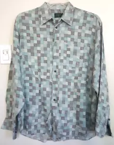 Valentino Men’s Long Sleeves Button Down Gray/Blue Green Shirt Size 42 - Picture 1 of 8