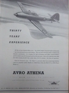 9/1948 PUB AVRO ATHENA RAF ADVANCED TRAINER AIRCRAFT ORIGINAL AD - Picture 1 of 1