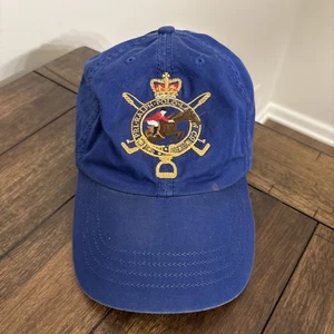 Polo Ralph Lauren Blue Horse Crest Crown Club Leather Strapback Hat Cap - Picture 1 of 8