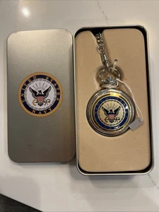 United States Navy USN Militär Taschenuhr silberfarben Kette & Gehäuse Vintage - Bild 1 von 3