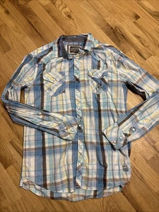 Camisa BKE Hebilla Western Perla A Presión Manga Larga Estándar Para Hombre Talla L Cuadros - Imagen 1 de 6