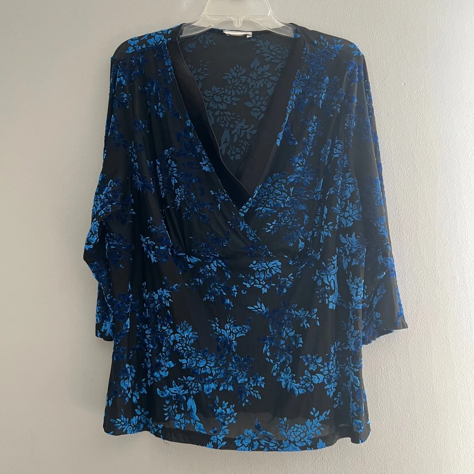 Top Babydoll Mujer Azul Floral Terciopelo Burnout Talla L/XL Whimsigoth Grunge Y2k Foto 1 de 4
