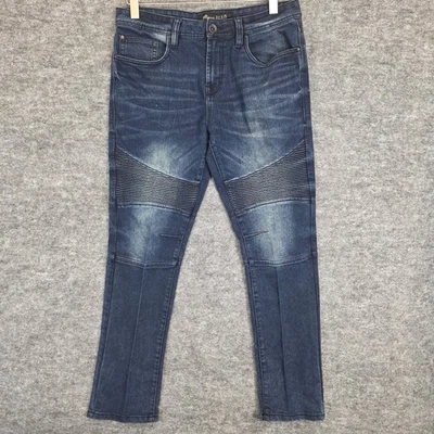 Pantalones de mezclilla Marc Ecko corte y costura para hombre 34x31 azul ajustados elásticos bolsillos informales Foto 1 de 4