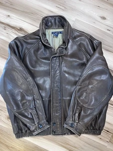Nautica Full Zip weiche Lederjacke Herren Gr. 46 L/XL braun langarm Vintage - Bild 1 von 11
