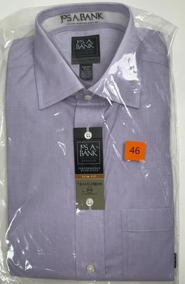 Jos para hombre nuevo con etiquetas. A. Camisa de vestir Bank Slim Fit Travel Tech lila púrpura 15-33 Foto 1 de 4