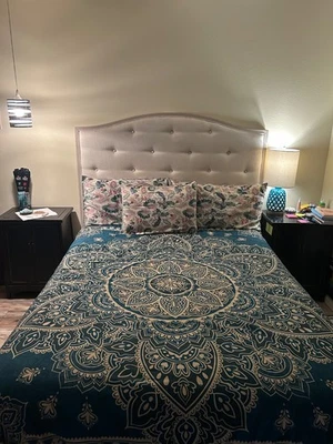 Juego de funda nórdica Teal Queen diseño mandala boho indio Foto 1 de 3