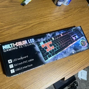 Registered USB Wired Gaming Keyboard with Multi-Color LED Backlit w/o Box. New - Picture 1 of 10