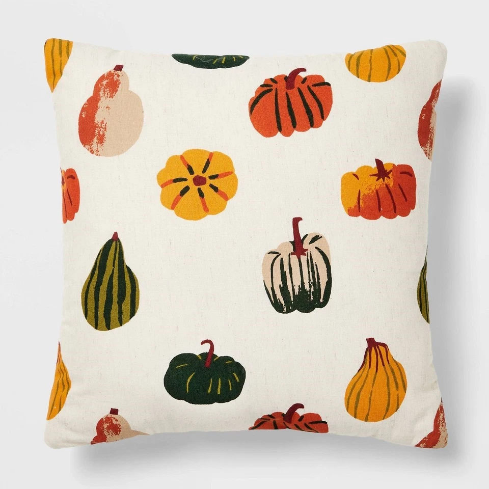 Gourd Square Throw Pillow Almond - Spirit Fall Autumn Halloween Pumpkin - Image 1 of 1