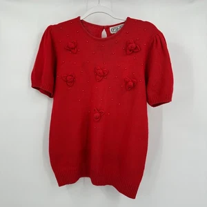 Suéter roseta con cuentas P Galli para mujer talla M vintage cottagecore femenino romántico - Imagen 1 de 7