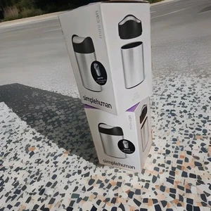 (2) NEW simplehuman Mini Countertop Trash Can Stainless 1.5 Liter/0.4 Gal.  QTY2 - Picture 1 of 3