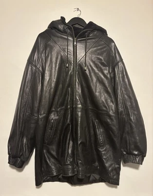 Chaqueta de cuero genuino Sonoma para hombre con capucha XL Foto 1 de 4