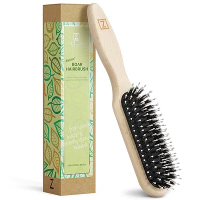 Natural Boar Bristle Hair Brush for Women, Men, Kids; Dry and Wet Detangling Hai - Image 1 of 4