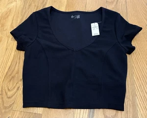 Offline by Aerie Black crop Short Sleeved bra top women’s size XS New With Tags - Picture 1 of 8