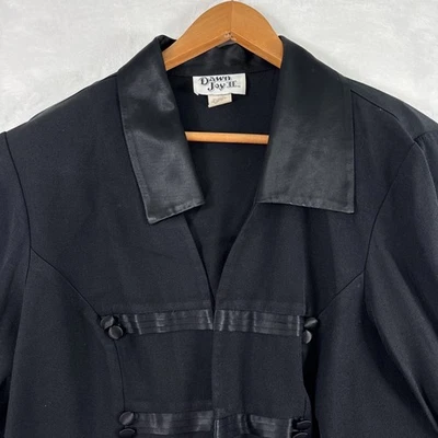 VTG Bolero Jacket Black Satin Lapels, Cropped, Long Sleeves Made In USA Sz 16W - Image 1 of 4