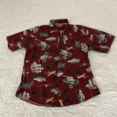 Profit Shirt Boys XL Button Red AOP Boat Jeep Car Bike Plane Short Sleeve - Image 1 of 4