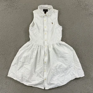 Polo Ralph Lauren Dress Womens 10 White Sleeveless Button Up Flare Loose Boho - Picture 1 of 9