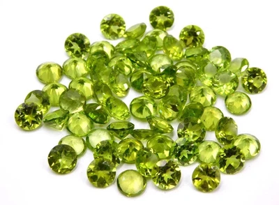 Natural 50 Pcs Peridot Round Cut 5 mm Certified Loose Gemstone Lot + Free Gift - Image 1 of 4
