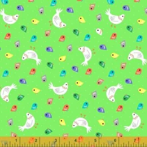 Chicks & Chickens on Grass Green | Farm Friends by Windham Fabrics BTY - Picture 1 of 1