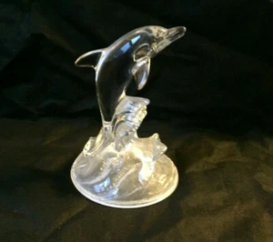 Cristal d’Arques 24% Lead Clear Crystal Dolphin In the Wave 6" Figurine - France - Picture 1 of 5