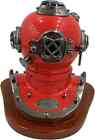Antique U.S Navy Brass Red Divers Diving Helmet Marine Scuba Divers Helmet 8