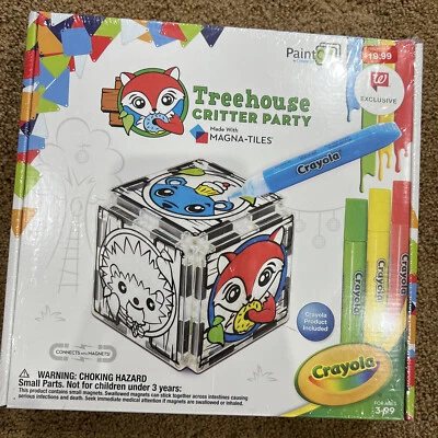 Crayola Painton By CreateOn Treehouse Critter Party Magna Tiles 10 pc NIB SEALED - Image 1 of 4