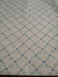 JC Penney Full Size Flat Sheet Beige Floral Print Blue Green Percale  - Picture 1 of 5