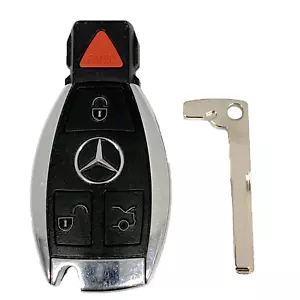 OEM Mercedes Benz Remote Fob + Uncut Key Insert IYZDC07 DC10 DC11 DC12 (SHP) - Picture 1 of 4