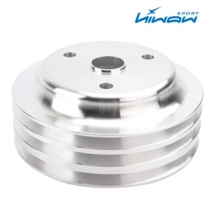 SB Chevy Aluminum Crankshaft Pulley 3 Groove LWP Long Water Pump SBC 350 Crank - Picture 1 of 10