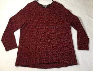 J. Jill Strick Tunika Top rot schwarz Blumen Medaillon Pullover Pulli Gr. Large - Bild 1 von 6