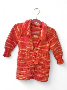 Handmade Sweater Cardigan Jacket Child's 4T Button Down Knit Handknit - Picture 1 of 2