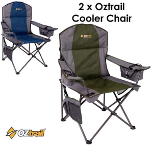 2 x Oztrail Cooler Chair (Green & Blue) Folding Camping Picnic Arm Chair - Picture 1 of 1