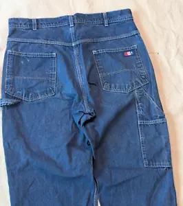 Jeans da falegname denim larghi gamba larga USA Works vintage anni 90 / taglia 34x26 - Foto 1 di 12